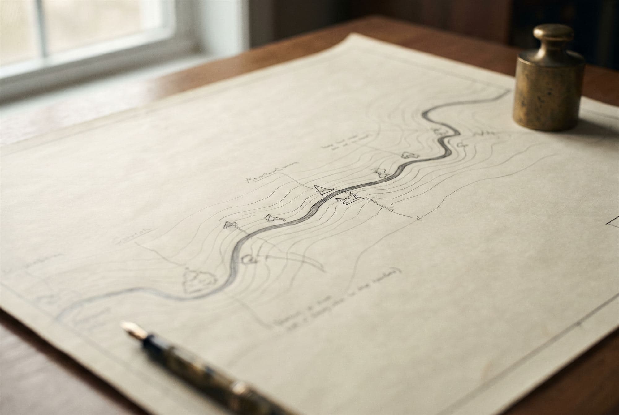 o Mapa da Travessia — a rota da margem de partida à de chegada