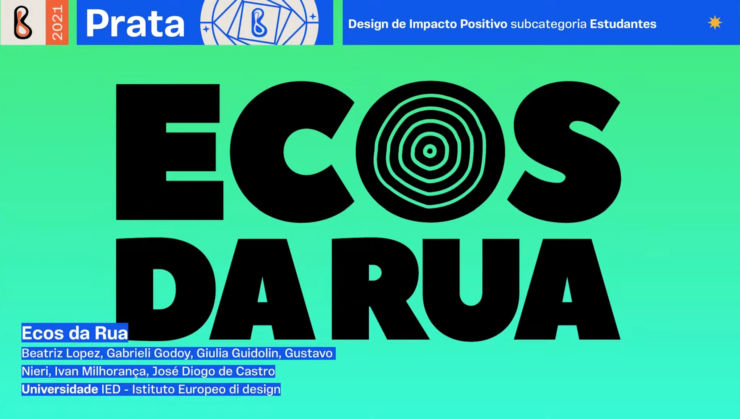 O anúncio do Prata no Brasil Design Award 2021, categoria Design de Impacto Positivo, subcategoria Estudantes