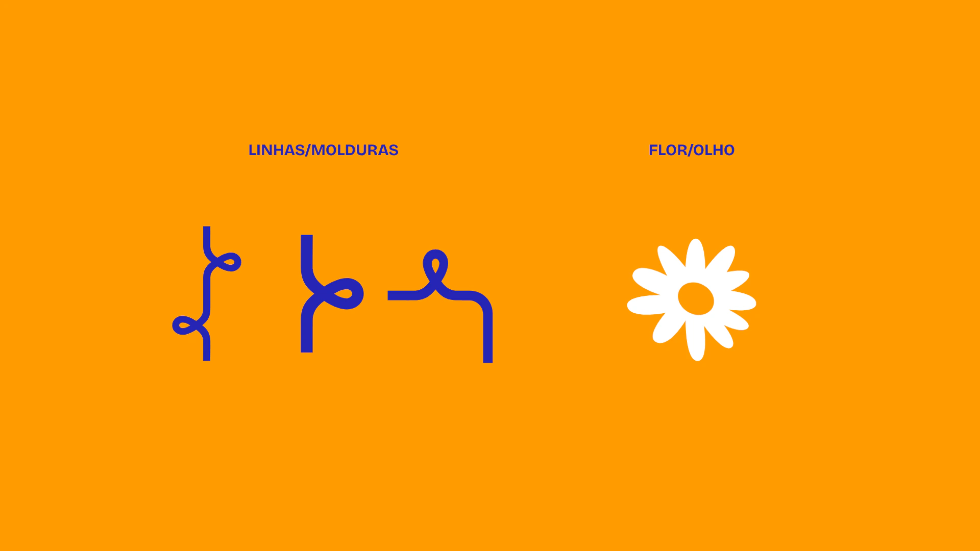 Grafismos de linhas-molduras e da flor-olho do sistema visual