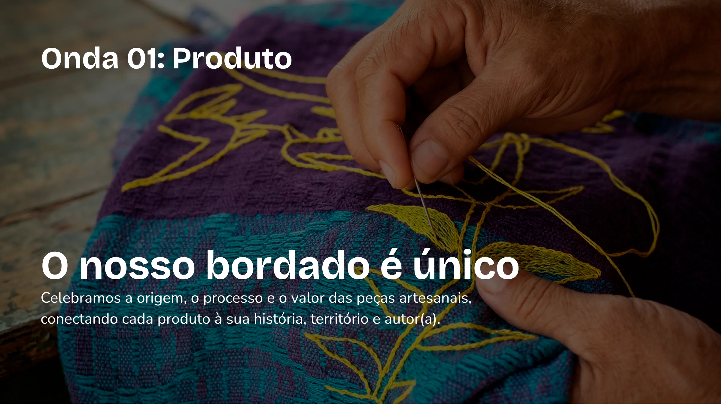 Território de conteúdo Produto: o bordado único, celebrando origem, processo e autoria de cada peça