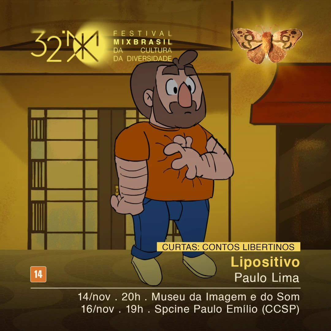 O post oficial do 32º Festival MixBrasil com o Lipositivo na mostra Contos Libertinos, no MIS e no CCSP
